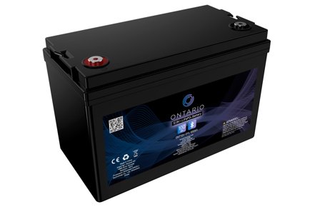 Ontario PRO MAX 12.8V 100Ah LiFePO4 litiumbatteri (med blåtann) for båt, hytte, campingvogn og bobil (forbruk)