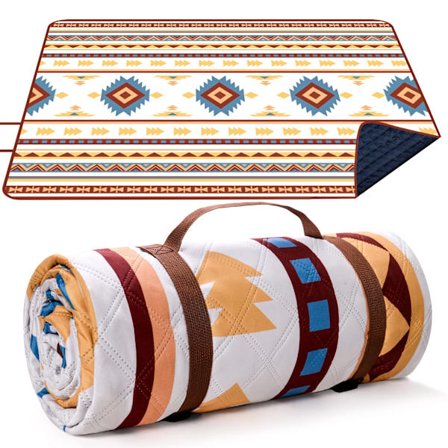 Vanntett piknikteppe, 200x200CM stort strandteppe utendørs piknikmatte, strandmatte med bærehåndtak sandtett varmebestandig for camping, strand