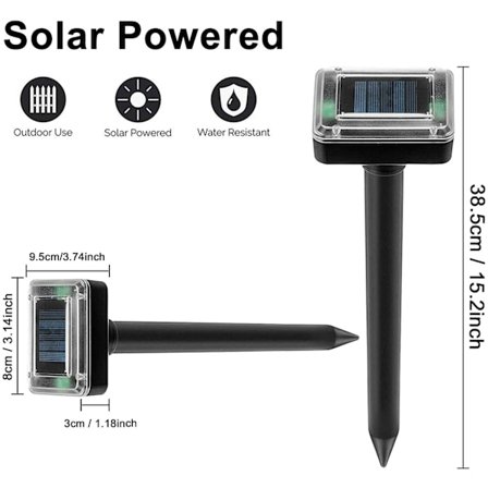 2 stk. Ormskremmer soldrevet muldvarp sorkskremmer 800kvm X2 1600 k