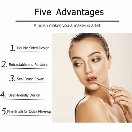 Gyllene infällbara läppsminkborstar Dubbelsidig infällbar läppborste Rese Läppstift Glans Sminkborste för julklappar