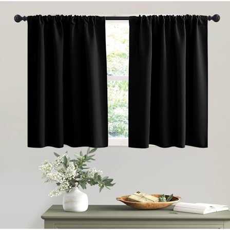 Pimennysverhot, kylpyhuoneen pienet ikkunaverhot, lasten makuuhuoneeseen, olohuoneeseen, keittiöön, kellariin, 76*92 cm, musta, 2 kpl