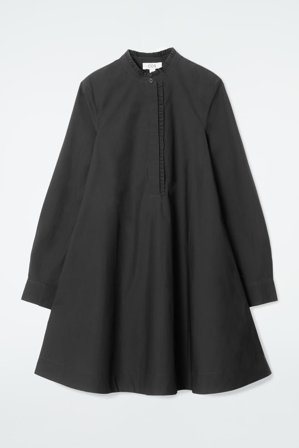 COS Women's Ruffled Swing Mini Dress in Black