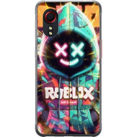 Yhteensopiva Puhelinkuori Samsung Samsung Galaxy Xcover 5 Neonvärisellä Roblox-hupparihahmolla on hehkuvia efektejä ja energialla täytetty tausta,