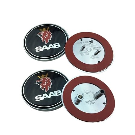 2 stk karbonfiber bil front hette logo bagasjeromsemblem for Saab 68mm