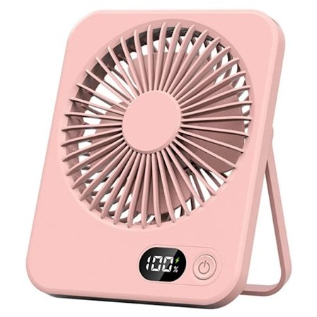 Skrivbordsfläkt med Hopfällbart Stativ och Digital Display - Rosa