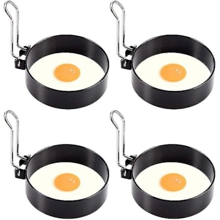 Eggringer i rustfritt stål, 4 stk. Non-stick Poachette-ringer Eggform Omelett Mini Pannekaker Runde Eggringer For stekte og posjerte egg Crumpets_