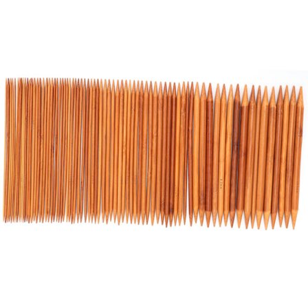 75 st Dubbelspetsiga Stickor 20cm/7.8in Karboniserade Bambu Stickor Set 15 Storlekar