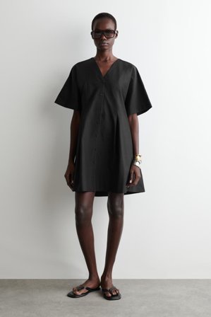 COS Women's Pleated A Line Mini Dress in Black