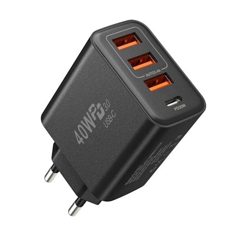 40W USB-port med 3 USB A og 1 til smartphones og tablets
