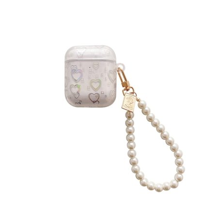 AirPods sött transparent kärlekshjärtmönsterfodral med armband