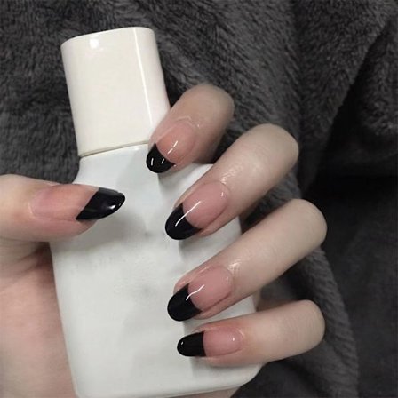 24st / låda svart fransk mandel falska naglar bärbara falska naglar