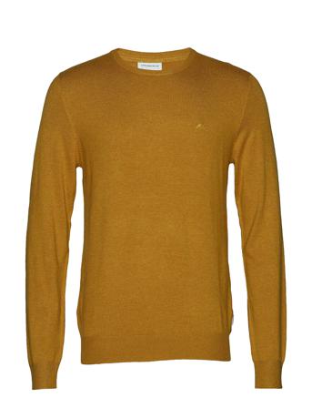 Mélange Round Neck Knit Strikkegenser M. Rund Krage Gul Lindbergh