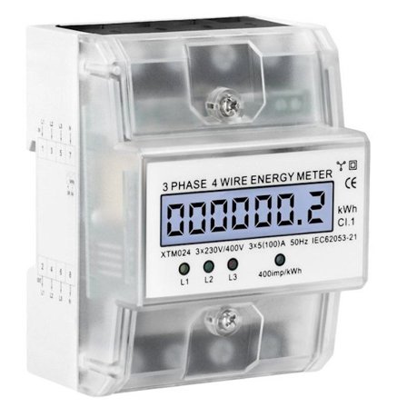 230/400 V 5-100 A 3-vaiheinen 4-johtiminen digitaalinen sähkömittari, 3-vaiheinen sähkömittari mittausjärjestelmiin