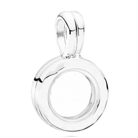 Glittrande Hjärta Stor Nyckel Rund Regal Mönster Medaljonger Flytande Halsband för Mode 925 Sterling Silver Pärlberlock DIY Smycken