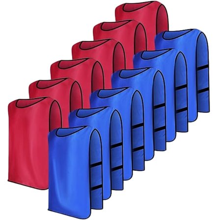 Treningsvest Barn Ungdom Voksen Fotball Treningstrøye Sportsuniform Sportsfans Gaver til Menn Ungdom (12 Pakk, Blå & Rød, L)