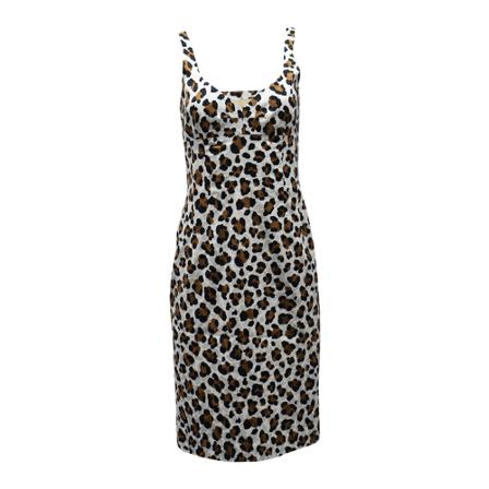 Michael Kors Pre-owned Leopard Print Sleeveless Midi Kjole in Cotton Hvid, Dame