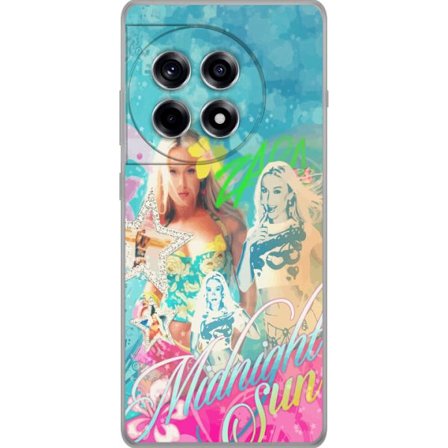 Kompatibel Mobilcover til OnePlus 12R Eventyrverden med Steve, Creeper og dyr i farverig blokgrafik