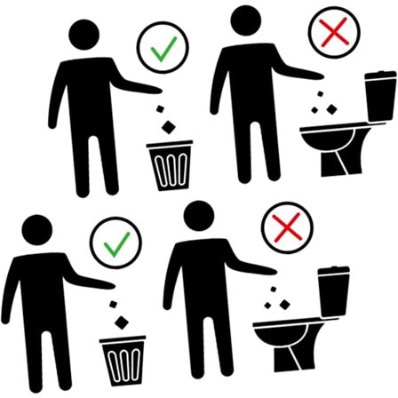 2 arkkia varoitustarraa WC-seinätarra WC-kannen tarra