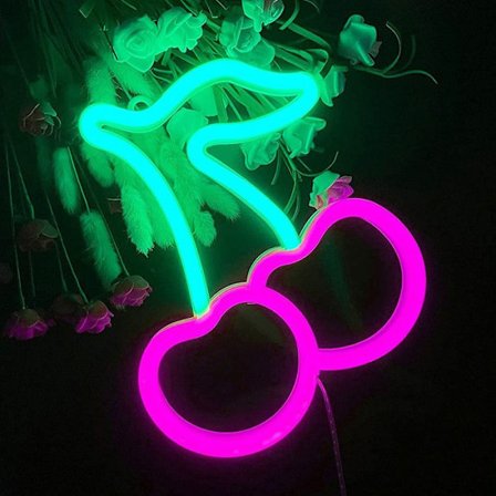 Rosnek Kynttiläkoriste Kirsikka, LED-neon Seinäkoriste Kotiin Baarille Joulu Näytä Syntymäpäivälahja - Purppura