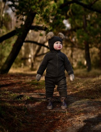 mikk-line Wool Fullface W. Pom Pom - Brown - 62/68