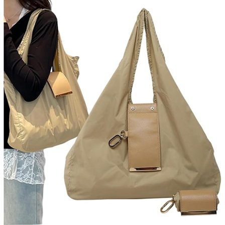 ING Sammenleggbar Miljøvennlig Handlepose med Integrert Nøkkelring, Praktisk Bærbar Gjenbrukbar Veske med Romslig Design for Dagligvarehandel