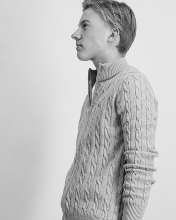 GANT COTTON CABLE FULL ZIP CARDIGAN Grau Pullover Jungen - Kids Brand Store