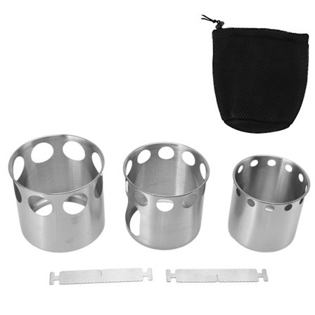 Vedeldad lägerspis Rostfritt stål Bärbar spis för vedgrenar Lämnar kottar