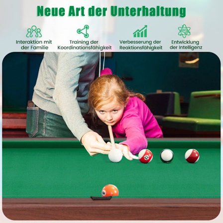 Puinen biljardipöytä tarvikkeineen, 122 cm – vihreä huopa