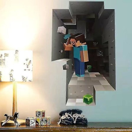 Minecraft Vægstickers Børneværelse Mining Graffiti Dekoration 3D Tegneserie Spil Stickers Aftagelige