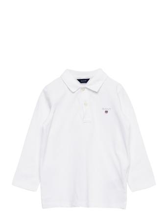 D1. The Original Pique Ls Rugger T-shirts Polo Shirts Long-sleeved Polo Shirts Hvit GANT