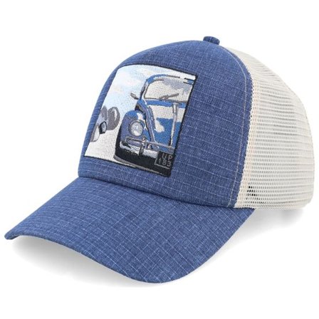 Upfront - Blå trucker Keps - Allo High Blue/Stone A-Frame Trucker @ Hatstore