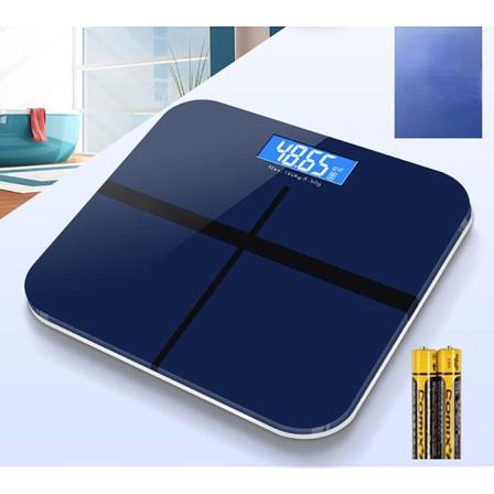 Kroppsvektskala Baderom rund hjørneplattform Digitalt glass Elektronisk ladeintelligens Blue 26*26cm