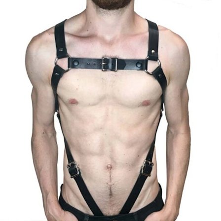 Mænd Body Restraint Lædersele Bælter Stropper Seler Brac Sort 80-100cm