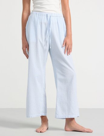 Lindex Trousers Pyjama Seersucker - Blue - S