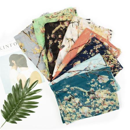 /#/A 180 cm vesimeloninpunainen Pariisin langan huivi linnulla ja harakalla/#/