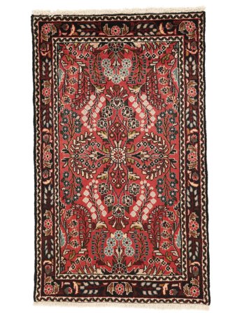 Håndknyttet Lillian 80X132 Uldtæppe Mørkerød/Sort Lille