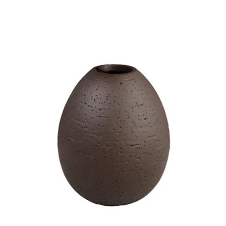 Koristeellinen soikea maljakko, tummanruskea polyresiini, 11x13,5cm