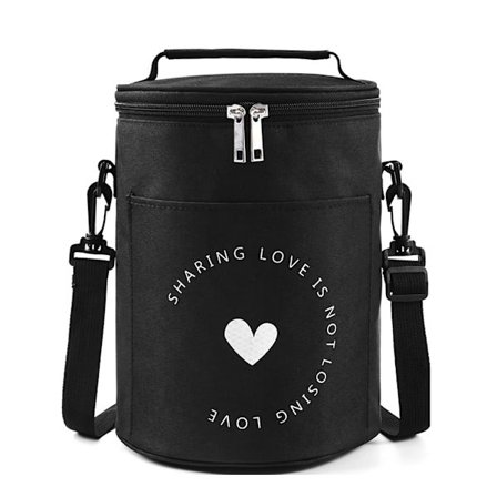 Vandtæt Oxford-isoleret rund frokosttote Bærbar cylinder termo Bento-taske til frisk til bærer Aluminium køler Ha