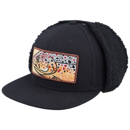 Skillfish - Svart earflap Keps - Big Trout Patch Vintage Black Ear Flap Snapback @ Hatstore