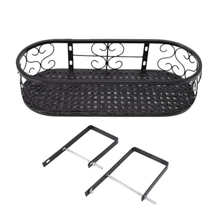 Kukkaruukun teline Rauta Kukkaruukun järjestäjä Kasviteline sisustukseen Olohuone Parveke Musta 10,5 cm/4,1 tuuman kaiteelle