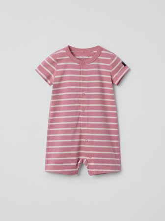 Polarn O. Pyret - Short-sleeved striped sleepsuit - 62 - 68 - Childrenswear - pink