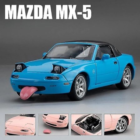 Miniatyr Mazda MX-5 Støpt Modell med Lyd & Lys, Lekerbil med Åpningsbare Dører for Barnesamling [GPA]