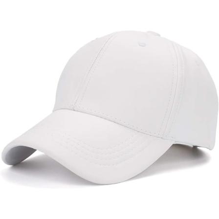 Unisex Basebollkeps i PU-läder, Sportkeps för Utomhus för Män och Kvinnor - Snygg och Hållbar, Vit, One Size