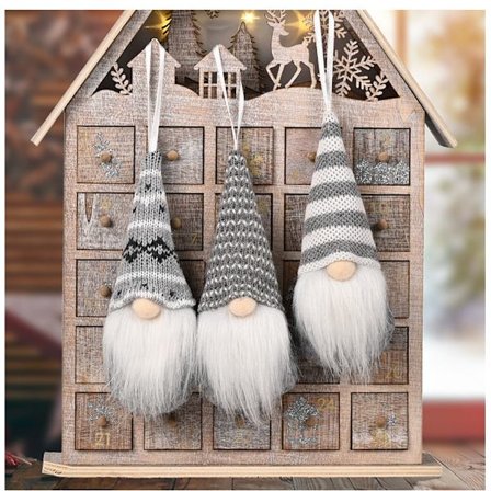 3 kpl harmaa joulukoristeet joulu Rudolph neulottu ha