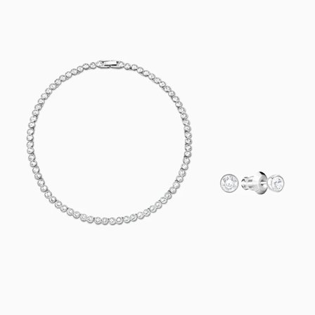 Mode Smycken SWA Nytt Tennis Set Vitguld Utsökt Rund Kristall Dekoration Flicka Romantisk Lyxig Present Smycken