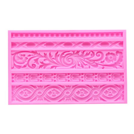 Mordely DIY Baroque Scroll Relief Cake Border Silicone Mold Frame Fondant Cake Decorating Tools Candy Chocolate Mold