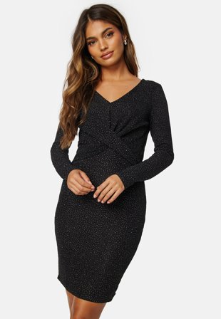ONLY Queen V-Neck Glitter Dress Black Pattern: Struc Klær