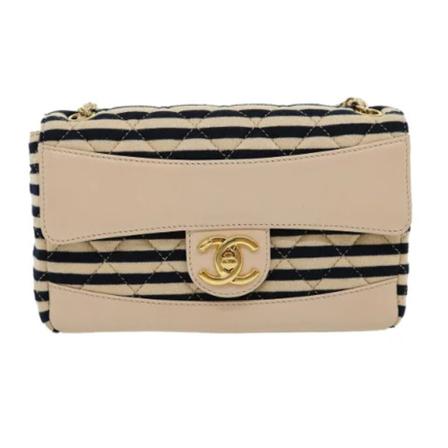 Chanel Vintage, Pre-owned Shoulder Bag Beige, Dames, Maat:ONE Size,leer