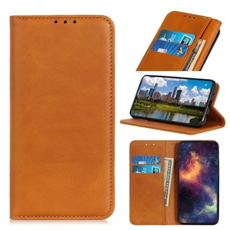 Wallet-style Genuine Leather Flipcase For Samsung Galaxy M52 5G - Ruskea