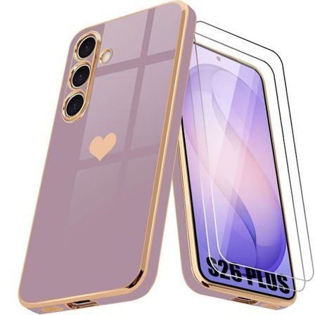 Coque Cœur - BOOLING - til Samsung Galaxy S26 Plus - Stødabsorberende Ridsesikker - Lilla - 2 Glas